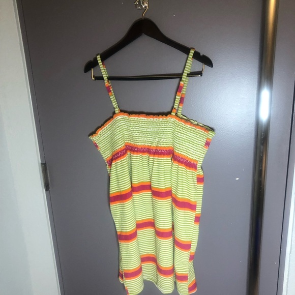 LIME GREEN TERI CLOTH COVER UP DRESS - Picture 3 of 8